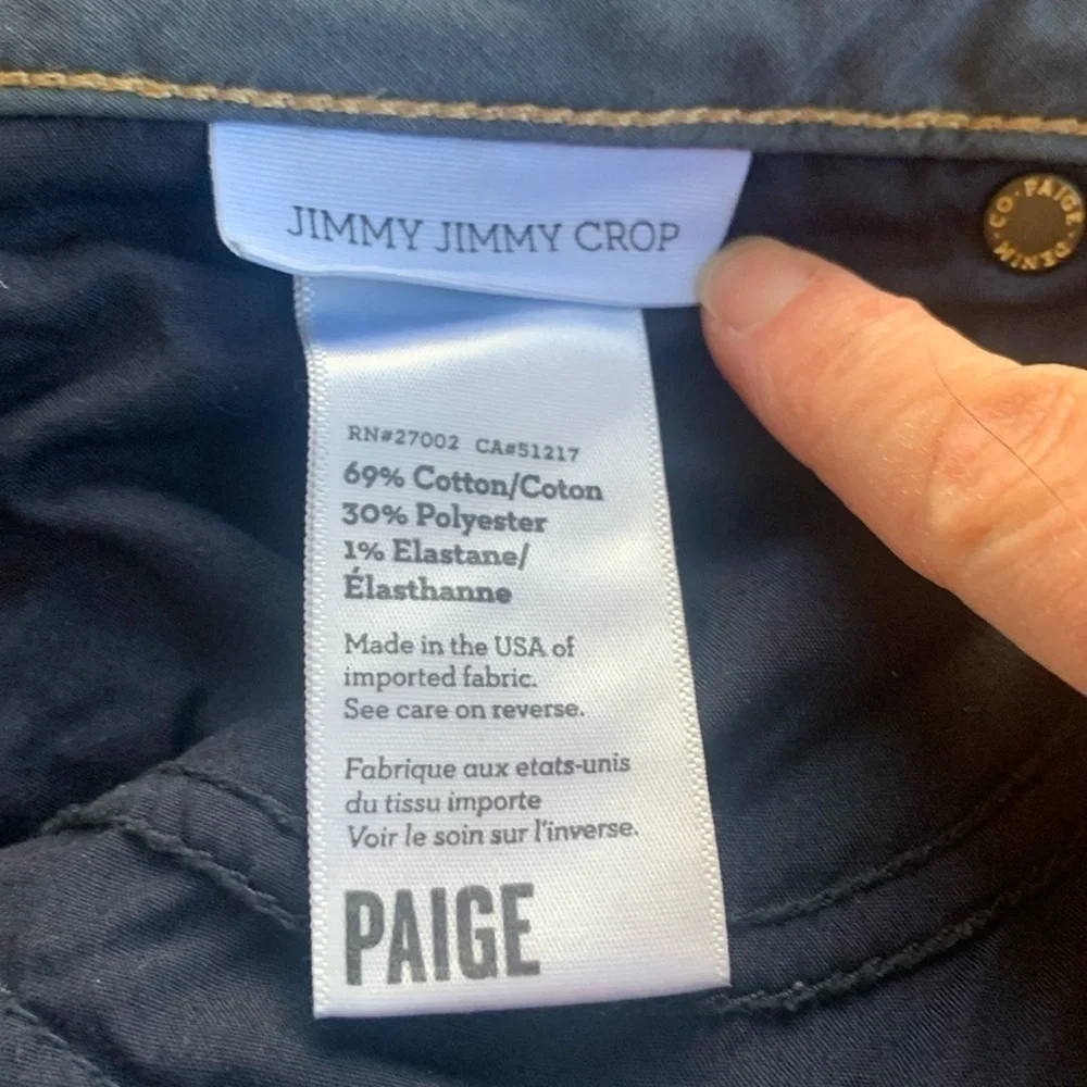 Paige Jimmy Jimmy Crop‎ Blue Jeans Size 28
